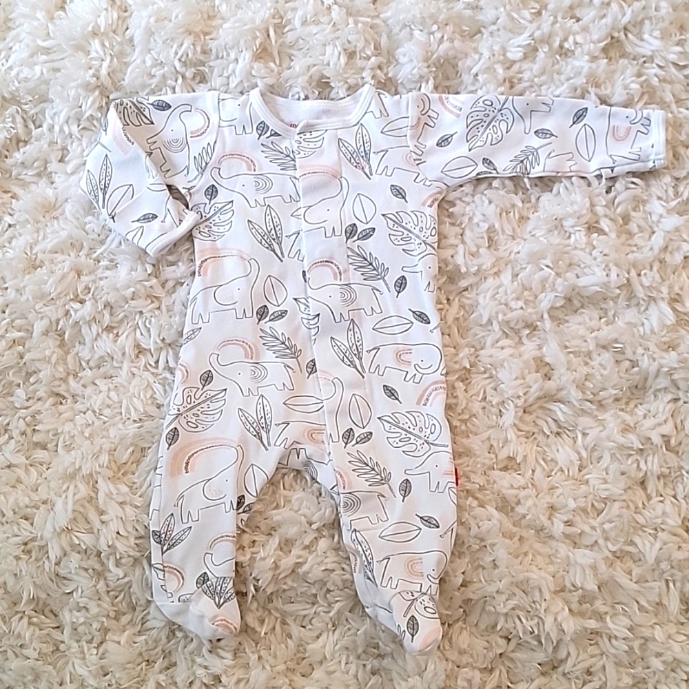 MAGNETIC ME Organic 0-3 Months Ellie Go Lucky Cream Cotton Footie